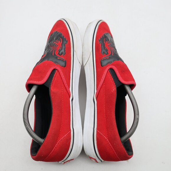 Vans Classic Slip On  Jawbones Men's Size 10 Black Red Athletic Sneakers - Picture 6 of 9